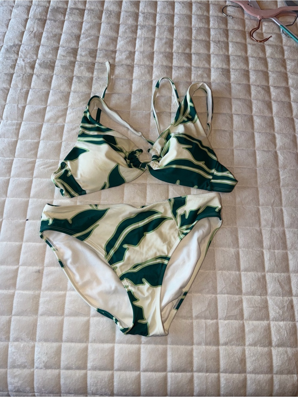 Shade & Shore Green and Cream Swirl Bikini Set
